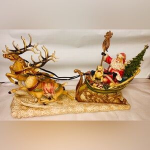 Christmas Home Art Jewelry Santa's Sleigh Reindeer Holiday Decoration Handmade